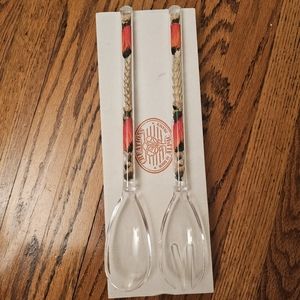 Salad Tongs - Artisan Made Salad Server Set Acrylic with Dried Flower Art